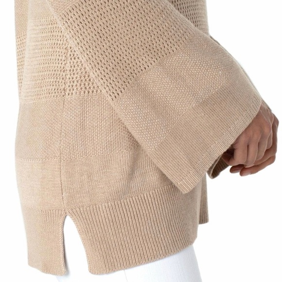 Liverpool Los Angeles | Womens Texture Blocked Raglan Sweater Sand Heather - Picture 3 of 9